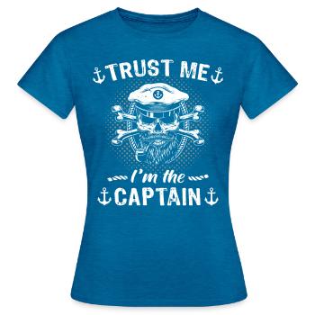 Captain Boat Owner Captain - Women's T-Shirt - antique blue sapphire heather - Front - AI Model Female 172 dark (172cm)