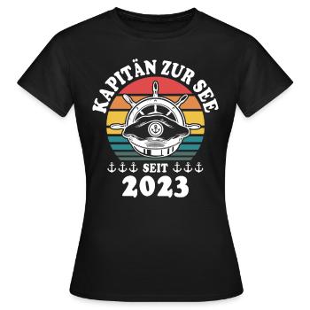 Kapitän 2023 Bootsführerschein Boot - Frauen T-Shirt - Schwarz - Vorne - AI Model Female 172 dark (172cm)