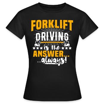 Chariot élévateur Conducteur de chariot élévateur - T-shirt Femme - noir - Devant - AI Model Female 172 dark (172cm)