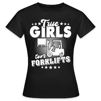 Conducteur de chariot élévateur Chariot élévateur - T-shirt Femme - noir - Devant - AI Model Female 172 dark (172cm)