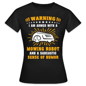 Mähroboter Rasenmäher Roboter Rasenmähroboter - Frauen T-Shirt - Schwarz - Vorne - AI Model Female 172 dark (172cm)