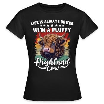 Highland cattle cattle - Women's T-Shirt - black - Front - AI Model Female 172 dark (172cm)