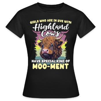 Highland Cattle Girl Cattle Cow - Women's T-Shirt - black - Front - AI Model Female 172 dark (172cm)