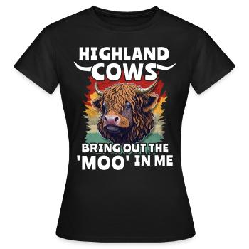 Highland Cattle Girl Cattle Cow - Women's T-Shirt - black - Front - AI Model Female 172 dark (172cm)
