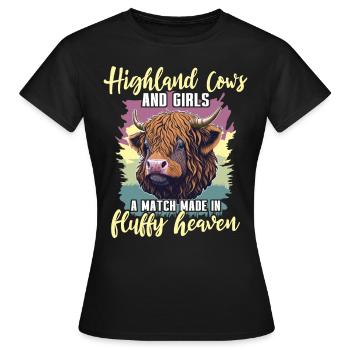 Highland Cattle Girl Cattle Cow - Women's T-Shirt - black - Front - AI Model Female 172 dark (172cm)
