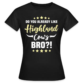 Bovins des Highlands Bovins Bovins Vaches - T-shirt Femme - noir - Devant - AI Model Female 172 dark (172cm)