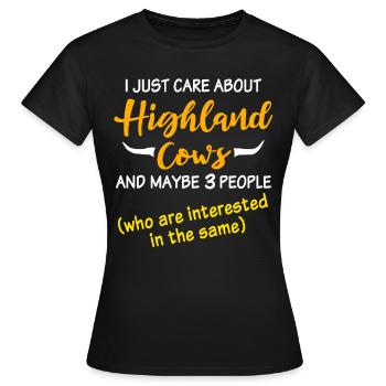 Bovins des Highlands Bovins Bovins Vaches - T-shirt Femme - noir - Devant - AI Model Female 172 dark (172cm)