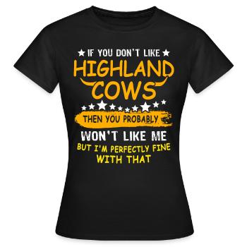Bovins des Highlands Vache des Highlands - T-shirt Femme - noir - Devant - AI Model Female 172 dark (172cm)