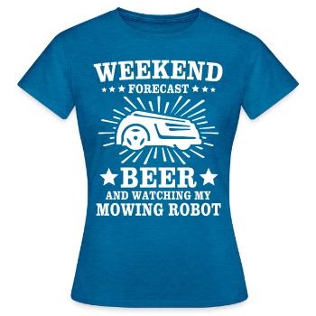 Tondeuse robot - T-shirt Femme - bleu saphir antique chiné - Devant - AI Model Female 172 dark (172cm)