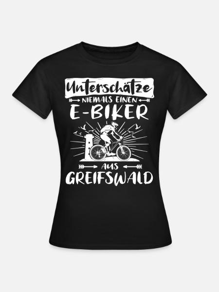Greifswald Ebike Greifswalder Ebiker - Frauen T-Shirt - Schwarz