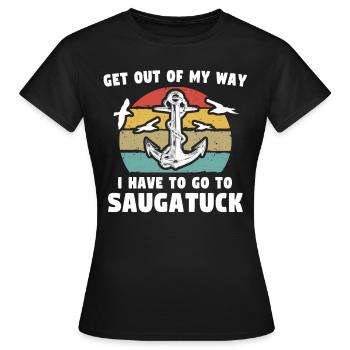 Saugatuck (Michigan) - T-shirt Femme - noir - Devant - AI Model Female 172 dark (172cm)