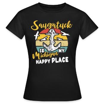 Saugatuck (Michigan) - T-shirt Femme - noir - Devant - AI Model Female 172 dark (172cm)