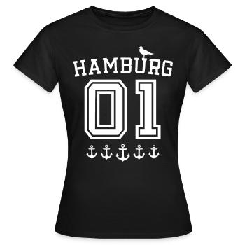Hamburg Hamburger - Frauen T-Shirt - Schwarz - Vorne - AI Model Female 172 dark (172cm)