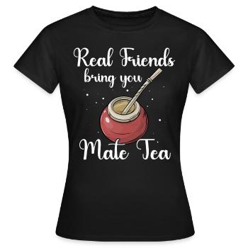 Mate Tee Teetasse - Frauen T-Shirt - Schwarz - Vorne - AI Model Female 172 dark (172cm)