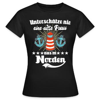 Nordener Sprüche Norden - Frauen T-Shirt - Schwarz - Vorne - AI Model Female 172 dark (172cm)