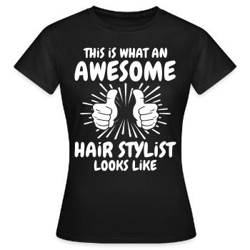 Haar Stylist - Frauen T-Shirt - Schwarz - Vorne - AI Model Female 172 dark (172cm)