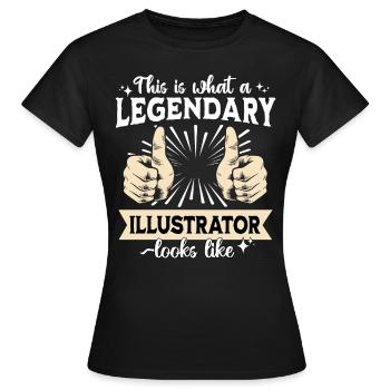 Legendary Illustrator - Women's T-Shirt - black - Front - AI Model Female 172 dark (172cm)