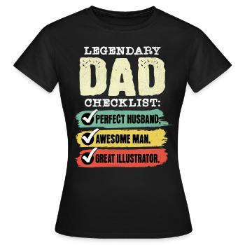Papa Illustrator Vatertag - Frauen T-Shirt - Schwarz - Vorne - AI Model Female 172 dark (172cm)