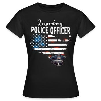 Policeman US - Women's T-Shirt - black - Front - AI Model Female 172 dark (172cm)