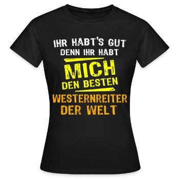 Western Rider Gift - Women's T-Shirt - black - Front - AI Model Female 172 dark (172cm)