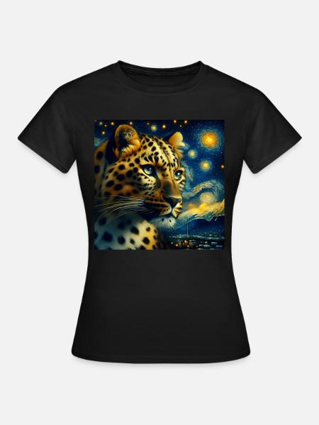 Amurleopard Starry Night - Frauen T-Shirt - Schwarz