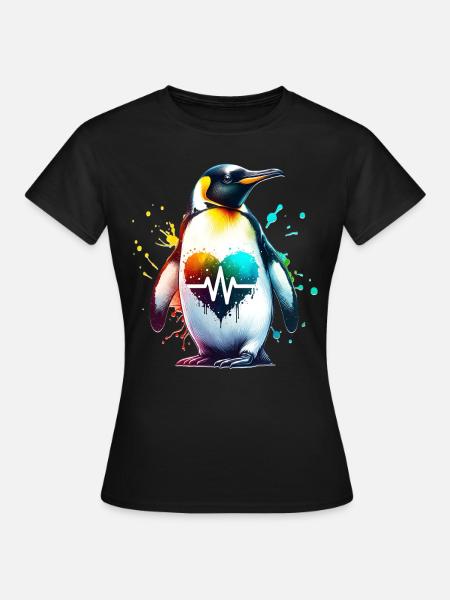 Galapagos Pinguin EKG - Frauen T-Shirt - Schwarz