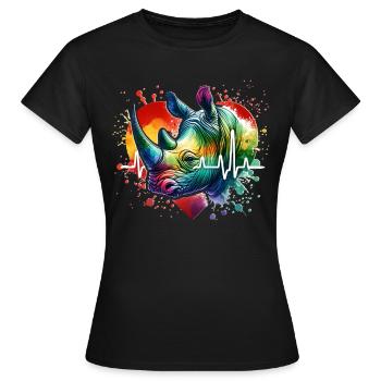 Rhino Nashorn EKG - Frauen T-Shirt - Schwarz - Vorne - AI Model Female 172 dark (172cm)