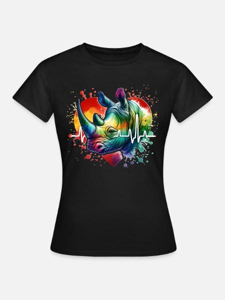Rhino Nashorn EKG - Frauen T-Shirt - Schwarz