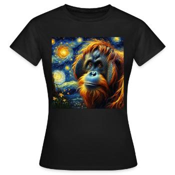 Borneo Orangutan Starry Night - Women's T-Shirt - black - Front - AI Model Female 172 dark (172cm)