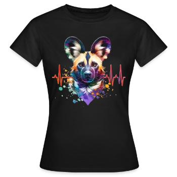 ECG de chien sauvage africain - T-shirt Femme - noir - Devant - AI Model Female 172 dark (172cm)