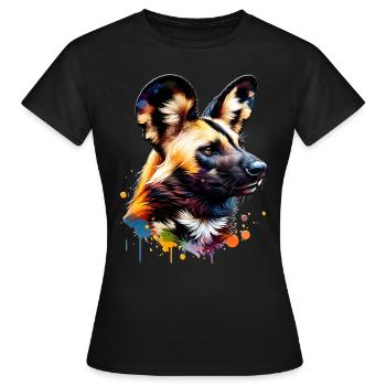 Chien sauvage d’Afrique - T-shirt Femme - noir - Devant - AI Model Female 172 dark (172cm)