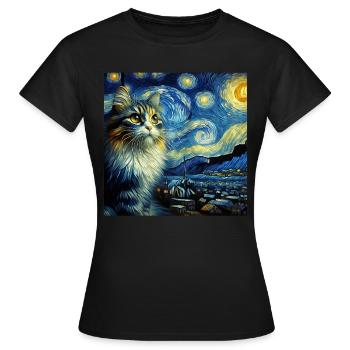 Chat Chat des Andes Nuit étoilée - T-shirt Femme - noir - Devant - AI Model Female 172 dark (172cm)