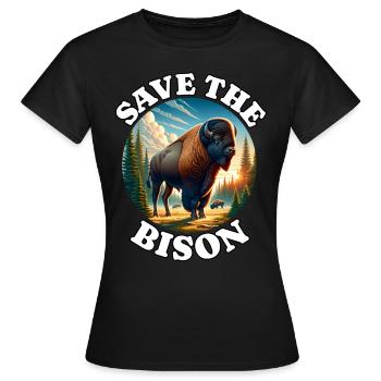 Bison Bison des prairies - T-shirt Femme - noir - Devant - AI Model Female 172 dark (172cm)