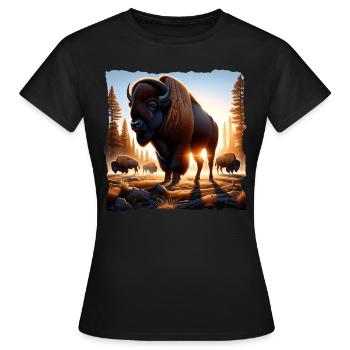 Bison Bison des prairies - T-shirt Femme - noir - Devant - AI Model Female 172 dark (172cm)