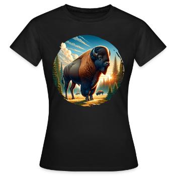 Bison Bison des prairies - T-shirt Femme - noir - Devant - AI Model Female 172 dark (172cm)