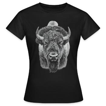 Bison Bison des prairies - T-shirt Femme - noir - Devant - AI Model Female 172 dark (172cm)