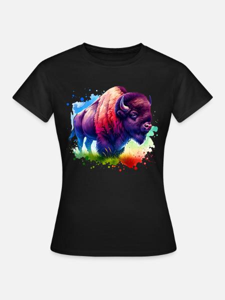 Bison Büffel - Frauen T-Shirt - Schwarz