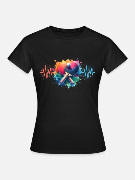 Ping Pong Herzlinie - Frauen T-Shirt - Schwarz