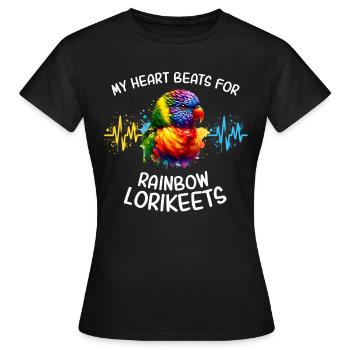 Regenbogenlori Herzlinie - Frauen T-Shirt - Schwarz - Vorne - AI Model Female 172 dark (172cm)
