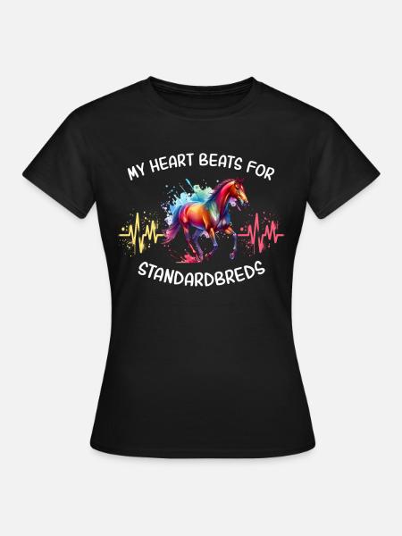 Traber Herzlinie Pferd - Frauen T-Shirt - Schwarz