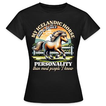 Icelandic Horse Sayings - Women's T-Shirt - black - Front - AI Model Female 172 dark (172cm)