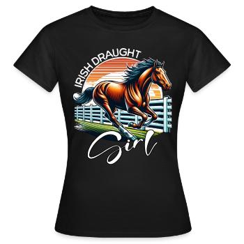 Fille de trait irlandaise Cheval de trait irlandais - T-shirt Femme - noir - Devant - AI Model Female 172 dark (172cm)