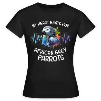 Graupapagei Herzlinie - Frauen T-Shirt - Schwarz - Vorne - AI Model Female 172 dark (172cm)