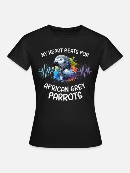 Graupapagei Herzlinie - Frauen T-Shirt - Schwarz