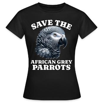African grey parrot Save Grey Parrot - Women's T-Shirt - black - Front - AI Model Female 172 dark (172cm)