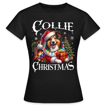 Noël Collie - T-shirt Femme - noir - Devant - AI Model Female 172 dark (172cm)