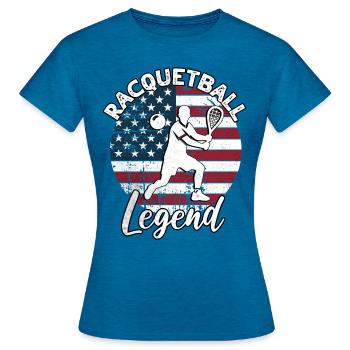 Dictons de racquetball - T-shirt Femme - bleu saphir antique chiné - Devant - AI Model Female 172 dark (172cm)
