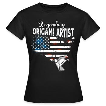 Origami US - Frauen T-Shirt - Schwarz - Vorne - AI Model Female 172 dark (172cm)