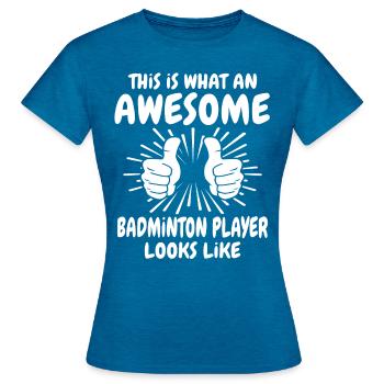 Joueur de badminton - T-shirt Femme - bleu saphir antique chiné - Devant - AI Model Female 172 dark (172cm)