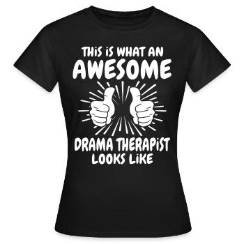 Thérapeute par le théâtre - T-shirt Femme - noir - Devant - AI Model Female 172 dark (172cm)